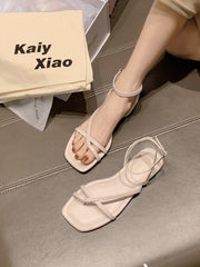 Square Toe Cross Strap Flat Thong Sandals Newgew