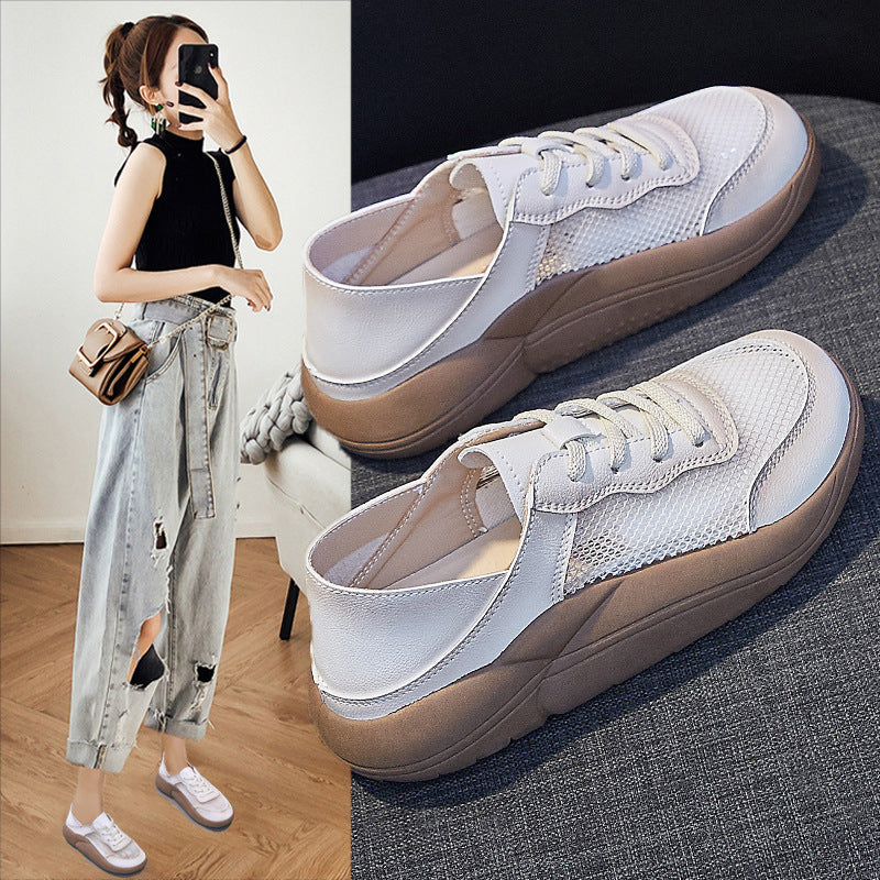Women's Summer Mesh Breathable White Korean Canvas Shoes Newgew