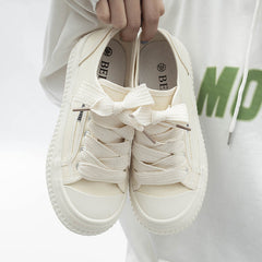 Women's Classic Style Round Head Thick Bottom Canvas Shoes Newgew