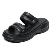 Women Minimalist Soft Leather Casual Summer Slides Newgew Shoes