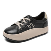 Women Casual Lace Up Cowhide Thick Soled Shoes Newgew Shoes