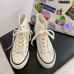 Women's Classic White Black Board Korean Style Canvas Shoes Newgew