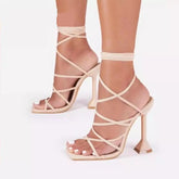 Level Up Lace Up Block Heels Newgew