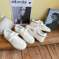 Classic Women's White Thick-soled Fashionable Sports Canvas Shoes Newgew