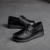 Women Soft Leather Retro Solid Casual Shoes Newgew Shoes