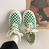 Women's & Men's Plaid Black And White Chessboard Canvas Shoes Newgew