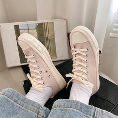 Elegant Fairy Pink Female Korean Board Canvas Shoes Newgew