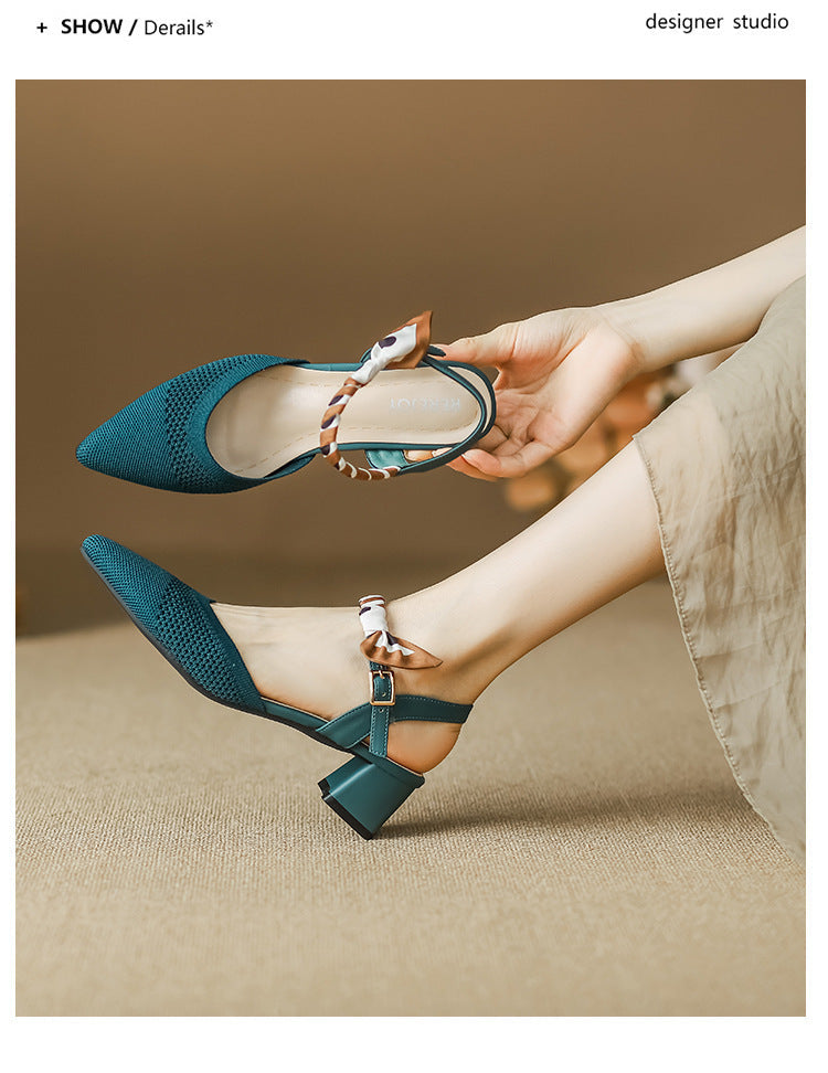 Ribbon pointed toe woven shoes NewGew