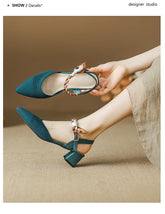 Ribbon pointed toe woven shoes NewGew