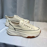 Women's Spring Thick Bottom Versatile Korean Style White Round Canvas Shoes Newgew