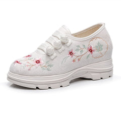 Women's Sun Ethnic Style Embroidered Height Canvas Shoes Newgew