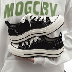Women's Fashionable Spring Versatile Korean Style Platform Canvas Shoes Newgew