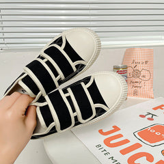 Velcro Biscuit Shape Korean Style Lazy Canvas Shoes Newgew