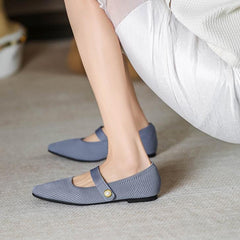 Square Toe Mary Jane Woven Flats Newgew