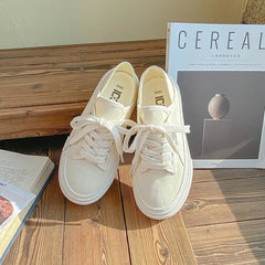 Women's Step On Two Wear Platform White Canvas Shoes Newgew