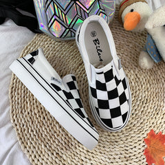 Women's Summer Thick-soled Fashionable Queen Style White Canvas Shoes Newgew