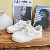 Classic Women's White Thick-soled Fashionable Sports Canvas Shoes Newgew