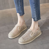 Glamorous Women's Straw Fisherman Trendy Versatile Canvas Shoes Newgew