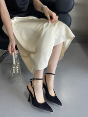 Satin cap-toe slingback high heels NewGew
