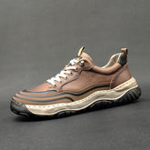 Men Minimalist Patchwork Cowhide Flat Casual Shoes Newgew Shoes