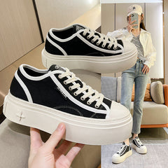 Women's Cruciate Flower Raise The Bottom Sports Versatile Canvas Shoes Newgew