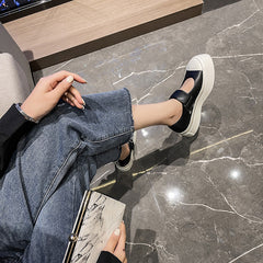 Slouchy Women's Jane Platform White Velcro Canvas Shoes Newgew