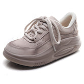 Women Fashion Breathable Leather Thick Soled Casual Shoes Newgew Shoes