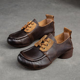 Women Retro Handcraft Leather Low Heel Casual Shoes Newgew Shoes