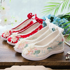 Women's Han Chinese Clothing Invisible Elevated Embroidered Antique Cloth Ancient Canvas Shoes Newgew
