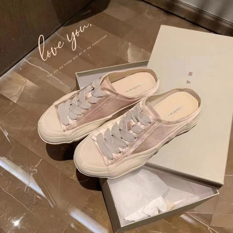 Trendy Women's Summer Round Toe Half Canvas Shoes Newgew