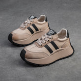 Women Fashion Leather Flat Thick Soled Casual Shoes Newgew Shoes