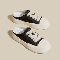 Women's Summer Thick Bottom Satin White Canvas Shoes Newgew