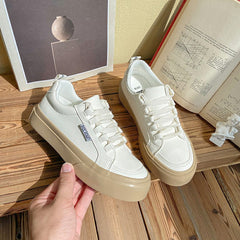 Women's Niche White Fashionable Sports Platform Canvas Shoes Newgew