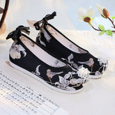 Women's Black Ancient Cloth Style Increased National Canvas Shoes Newgew