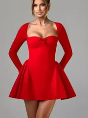 Black Long Sleeve Mini Newgew Dresses