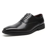 Men Solid Classic Cowhide Minimalist Oxford Shoes Newgew Shoes