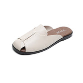 Women Retro Casual Leather Summer Slides Newgew Shoes