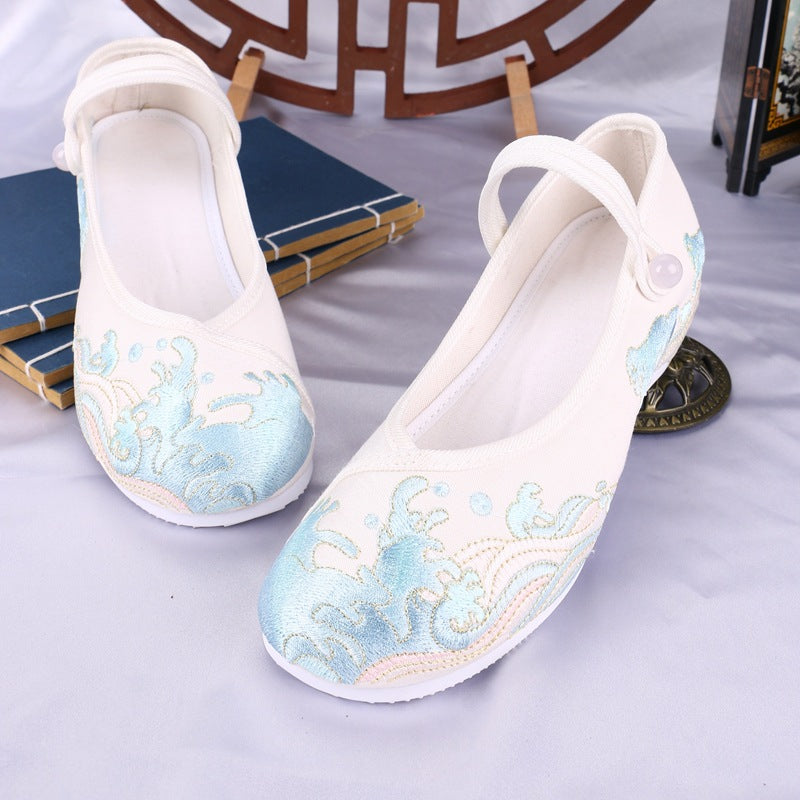 Women's Ancient Style Old Beijing Cloth Low Canvas Shoes Newgew