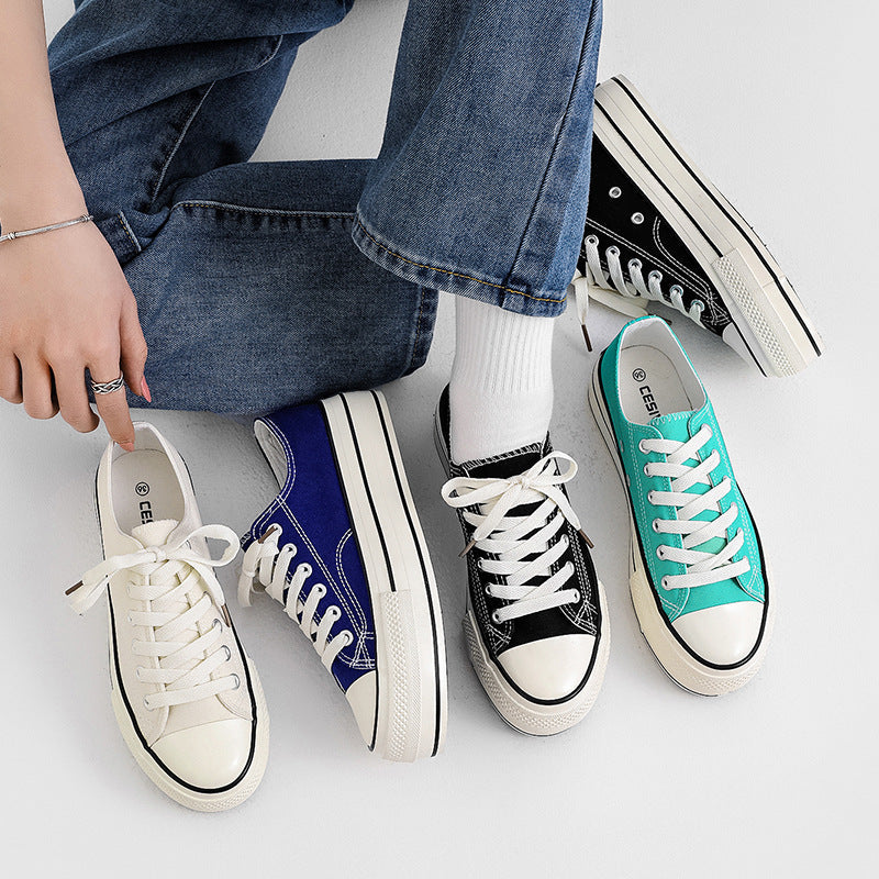 Women's High-low Top Height Increasing Classic Canvas Shoes Newgew