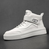 Men Minimalist Pure White High Top Leather Casual Shoes Newgew Shoes