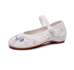 Women's Low Pumps Low-cut Embroidered Cotton One-word Canvas Shoes Newgew