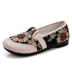 Women's Cloth Comfortable Breathable Mom Ethnic Style Canvas Shoes Newgew