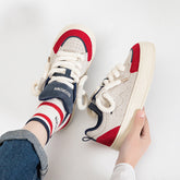 Women's Spring Thick Bottom Retro Red Design Sneakers Newgew