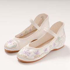 Summer Old Beijing Female Antique Style Embroidery Height Canvas Shoes Newgew