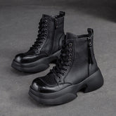 Women Minimalist Leather Retro Casual Platform Boots Newgew Shoes