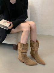 Versatile pointed suede stacked boots NewGew