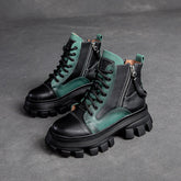 Women Patchwork Leather Casual Platform Boots Newgew Shoes