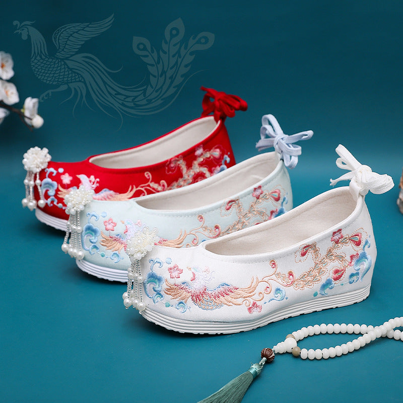 Wedding Ethnic Style Chinese Red Embroidery Canvas Shoes Newgew