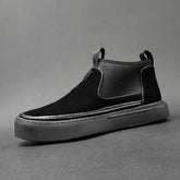 Men Patchwork Leather Retro Flat Ankle Boots Newgew Shoes