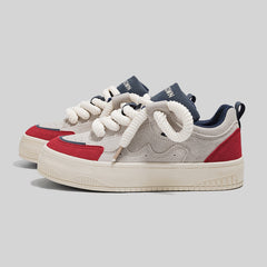 Women's Spring Thick Bottom Retro Red Design Sneakers Newgew